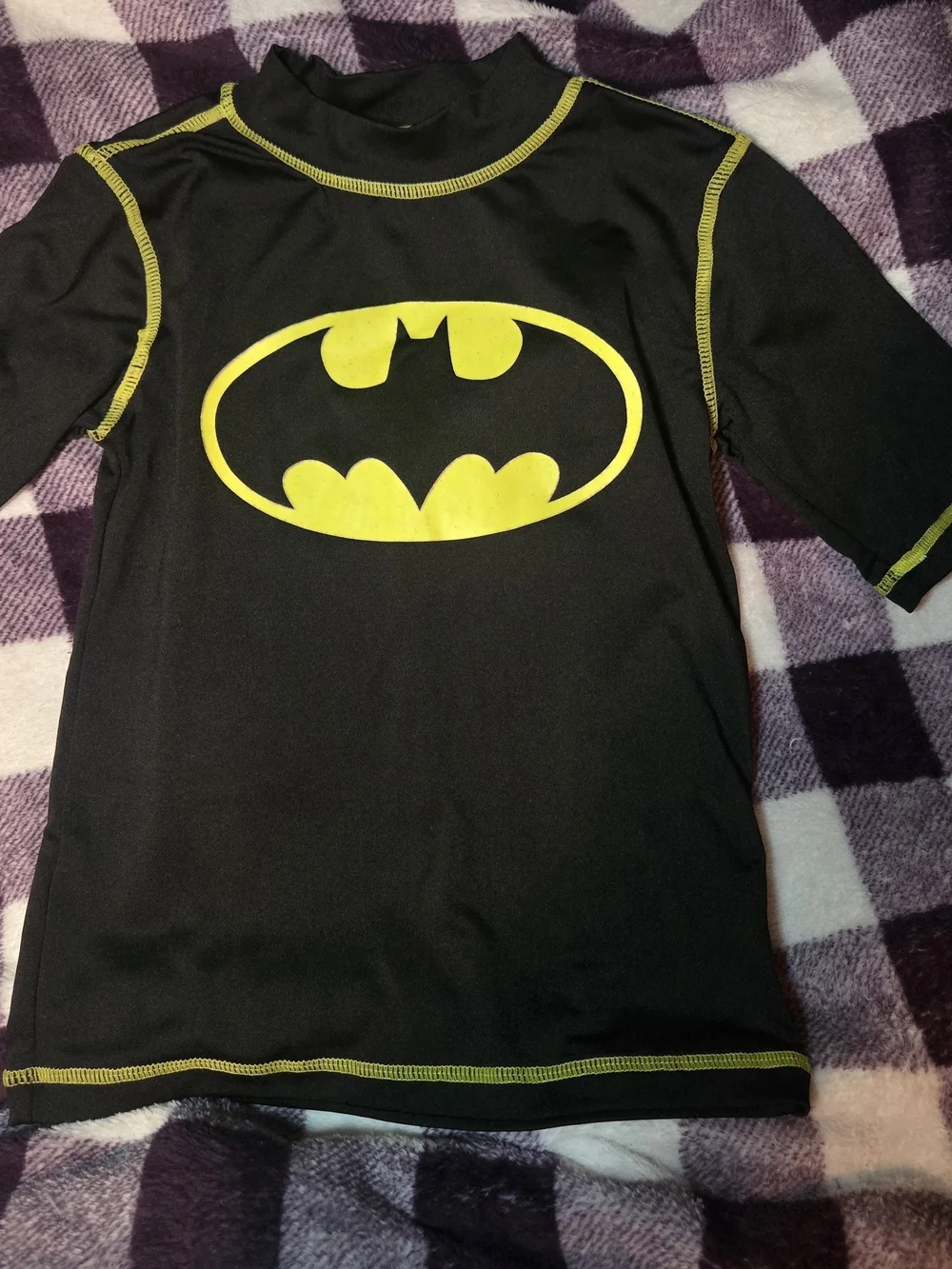 Batman Black and Yellow Logo Rash Guard-Size XS
